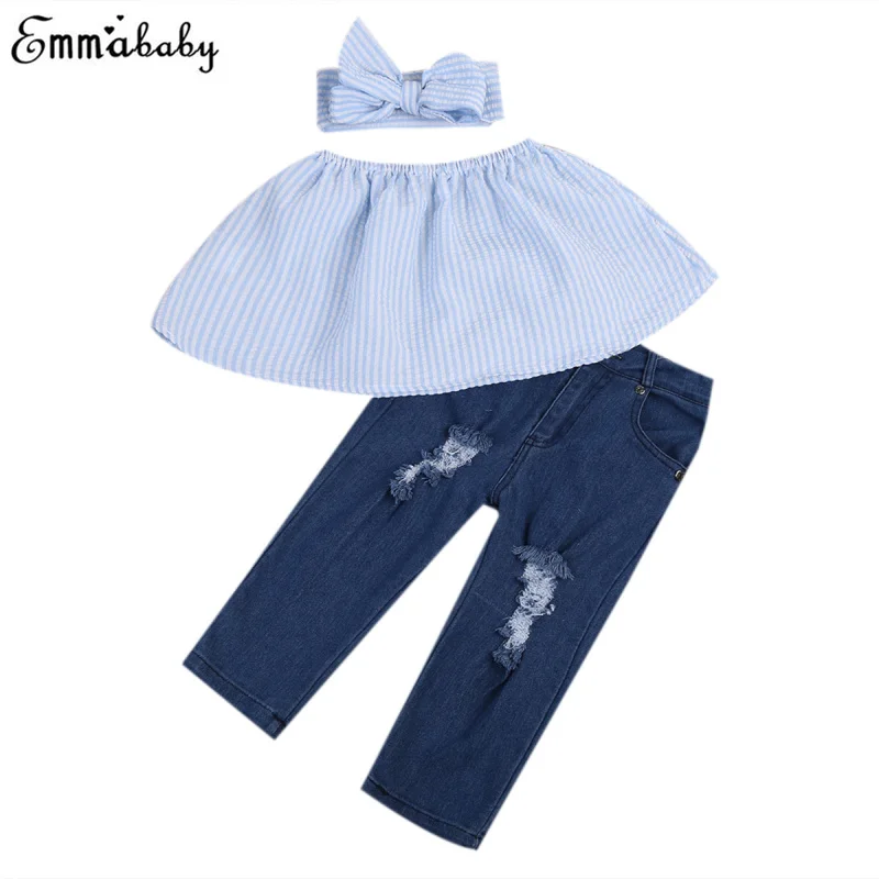 Toddler Kids Girls Headband T-shirt Pants Dress Skirt Summer Outfits Clothes Set