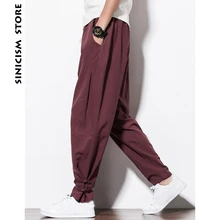Sinicism магазин размера плюс мужские хлопковые льняные шаровары мужские спортивные штаны мужские повседневные летние спортивные штаны прямые брюки