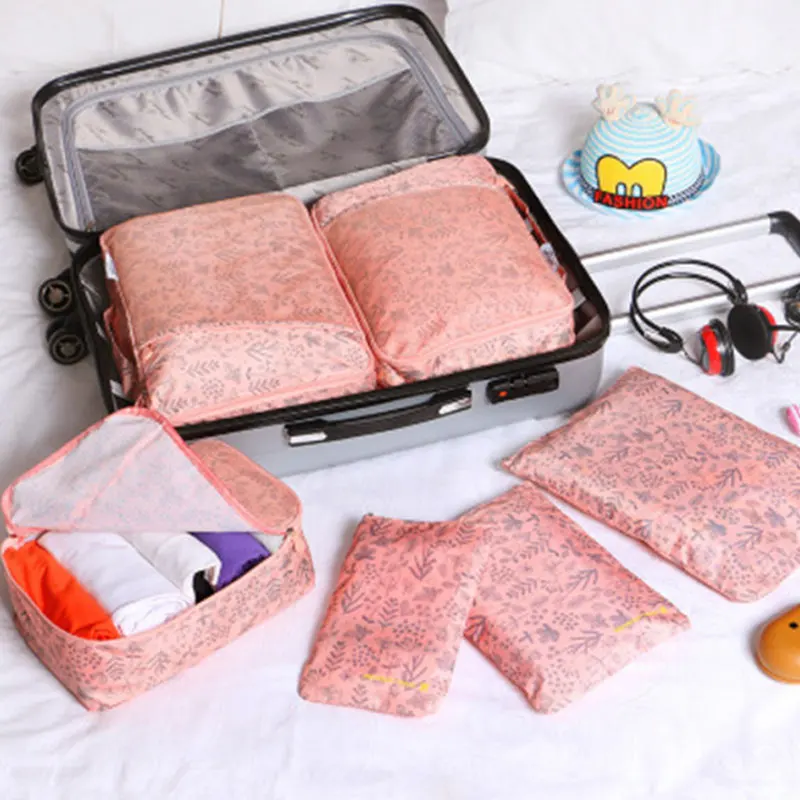 

6 Pcs/ set High Quality Oxford Mesh Cloth Travel Bag Organizer Luggage Packing Cube Organizer Personal Kits Travel Bags