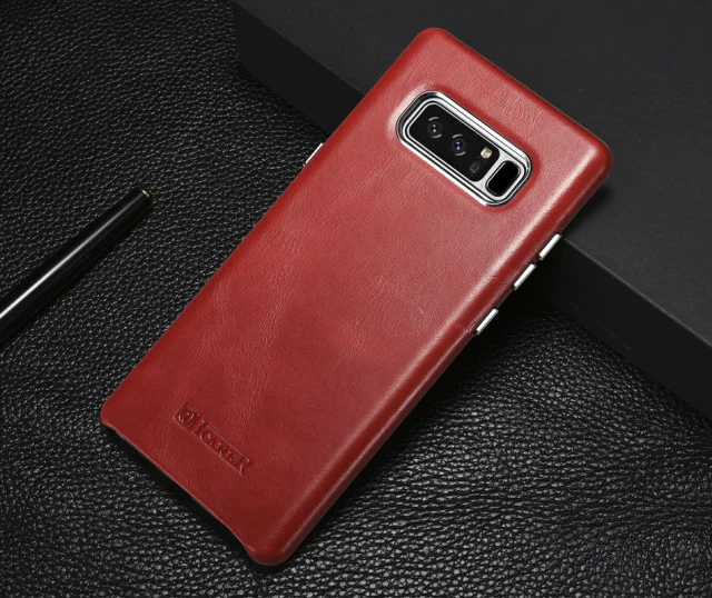 Роскошный ультра тонкий чехол из натуральной кожи для samsung Galaxy Note 8, винтажный жесткий 360, полная защита, задняя крышка для телефона, чехол для телефона s - Цвет: Красный