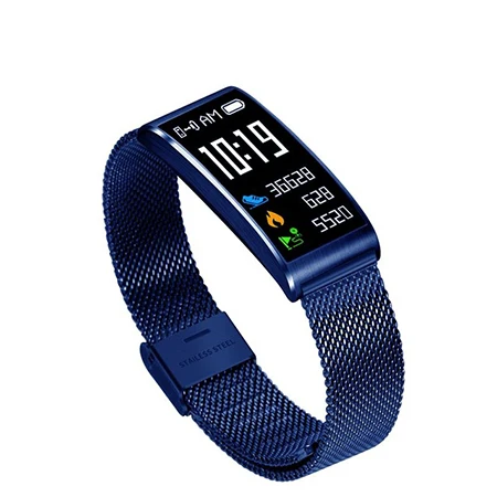 New Waterproof Smart Fitness Bracelet Pedometer Blood Pressure Smart Wristband Android iOS Fitness Tracker - Цвет: Blue Steel