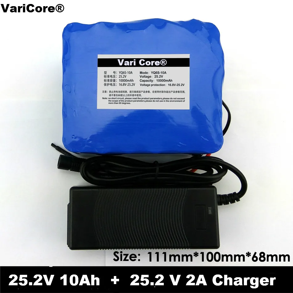 VariCore 24V 6s 4A 6A 8A 10A 18650 аккумулятор 25,2 V 12Ah литий-ионный аккумулятор для велосипеда 350W E велосипед 250W мотор+ зарядное устройство