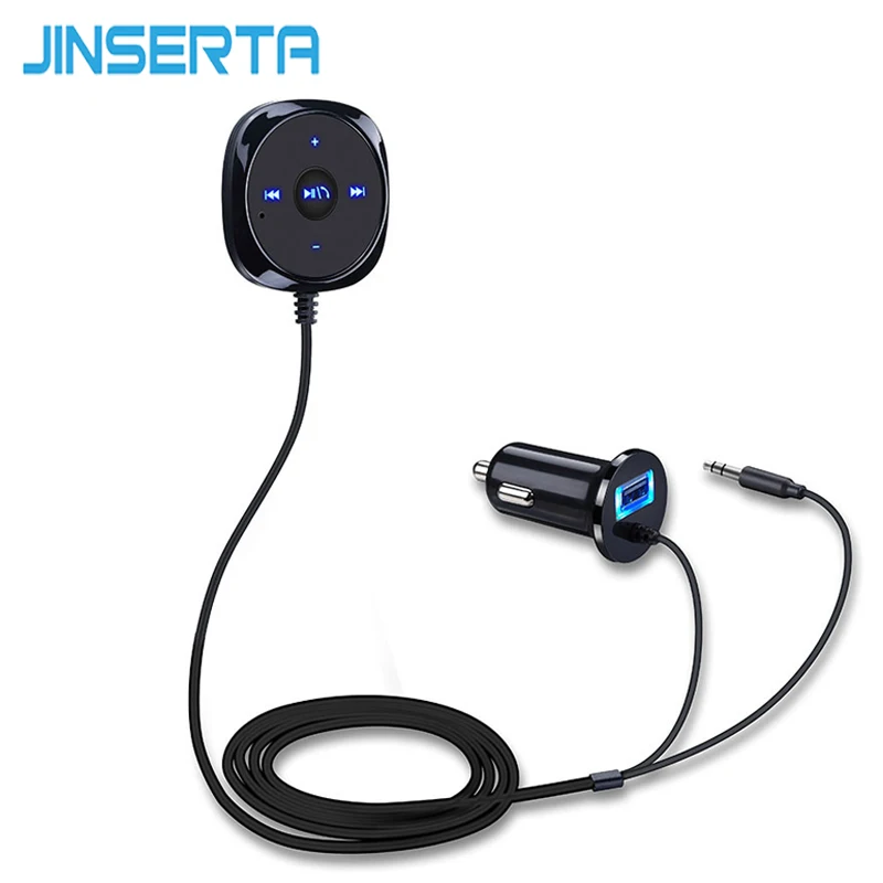 Jinserta Bluetooth гарнитура для авто MP3-плееры AUX аудио A2DP Музыка приемник адаптер Поддержка IOS Siri Магнитная База 5 В 2.1a USB Зарядное устройство