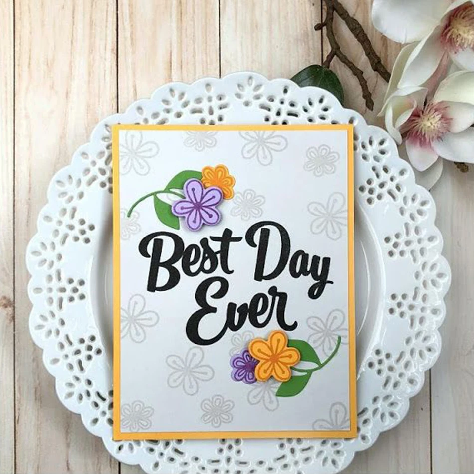 

YaMinSanNiO Best Day Ever Word Dies Letter Metal Cutting Dies Scrapbooking Embossing Cut Stencils Festival Cards Making Diecuts