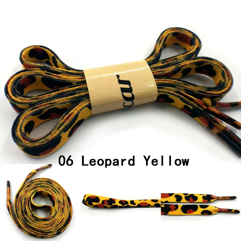 1 пара 115 см без каблука Шнурки Одежда высшего качества двойной печатных Leopard цветы сердце хлопка шнурки мягкий комфорт для модная обувь