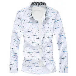 2018 весна и осень новая мужская повседневная печатная рубашка с длинными рукавами Мода Плюс Размер Мужская рубашка с воротником Размер M-4XL