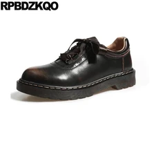 Удобная Дизайнерская обувь в китайском стиле; Цвет Черный; круглый носок; коллекция года; женские туфли-оксфорды коричневого цвета со шнуровкой в винтажном стиле в стиле ретро; британский стиль; японский стиль