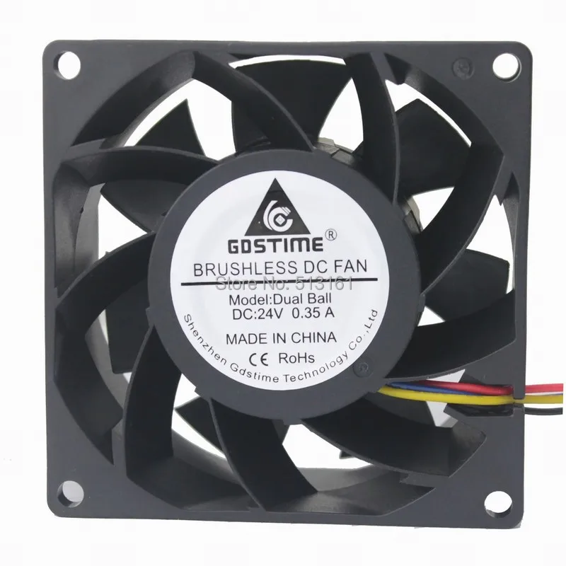 

Gdstime 80x80x38mm DC 24V Ball Bearing 8038 PWM 4 Pin Inverter Server Waterproof Cooling Fan