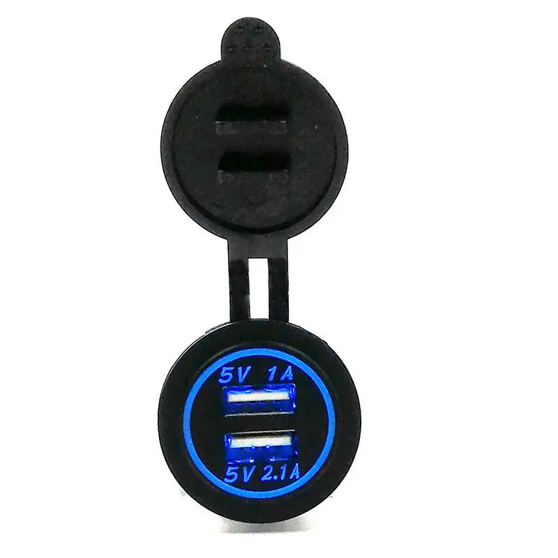 

Car Motorcycle Handlebar USB Charger Blue LED Voltmeter Power Adapter Socket