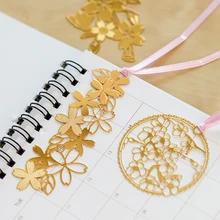 2017 New Beautiful Sakura Design Bookmark Metal Creative Mini Brass Book Mark Clip DIY Notebook Diary Accessory