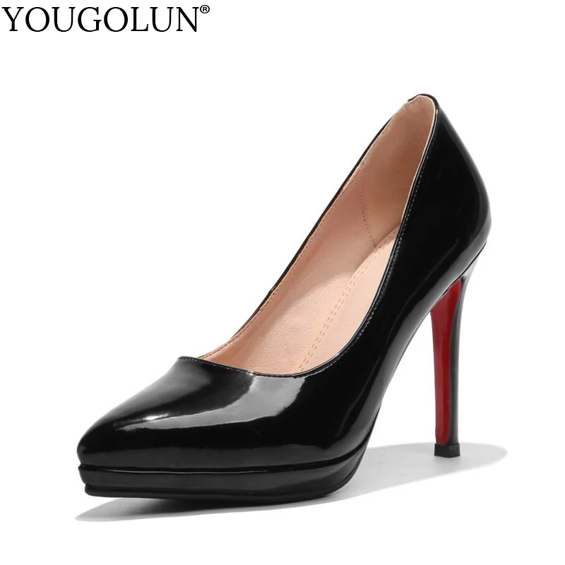 

YOUGOLUN Women Pumps New Office Lady High Thin Heels Elegant Woman Red Sole Bottom Pink Black Pointed toe Party Shoes #A-064
