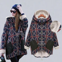 Autumn and winter plus velvet thickening maternity outerwear plus size wadded jacket cotton-padded jacket medium-long 200 top