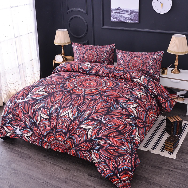 

ZEIMON Colorful Feathers Bedding Set King Size Quilt Cover 3D Printing For Adults Single Pillowcase Duvet Cover Set Queen