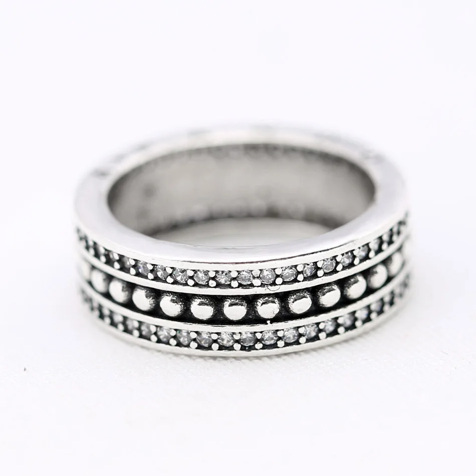 

Authentic 925 Sterling Silver Ring Vintage Forever Statement With Crystal Ring For Women Wedding Party Gift Fine Pandora Jewelry