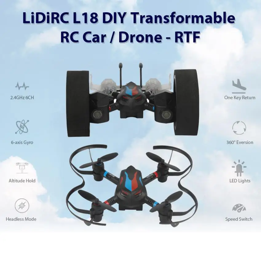 Жественные Quadcopter LIDIRC L18 Дрон 2,4G 6CH 6-осевой Мини ру Гироскопический самолет воздушного флота деформации QuadcopterT117 30