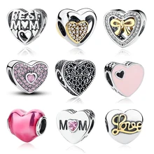 12 Style Original 925 Sterling Silver Heart Shape Love Beads Fit Charms Bracelet Jewelry Valentine’s Mother’s Day GIFT