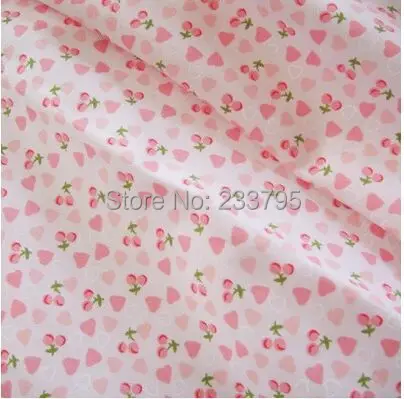 

Free shipping pure cotton pink cherry fruit fabric for Baby clothes, Curtain / bedding fabric