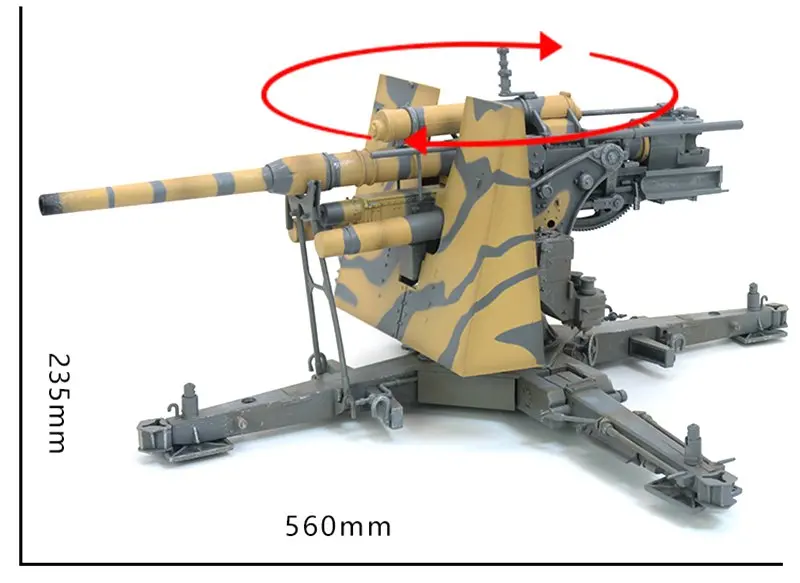 1:18 Масштаб предварительно построенный 88 мм Flak 36 WWII German анти-Танк пистолет хобби Коллекционная готовая пластиковая модель