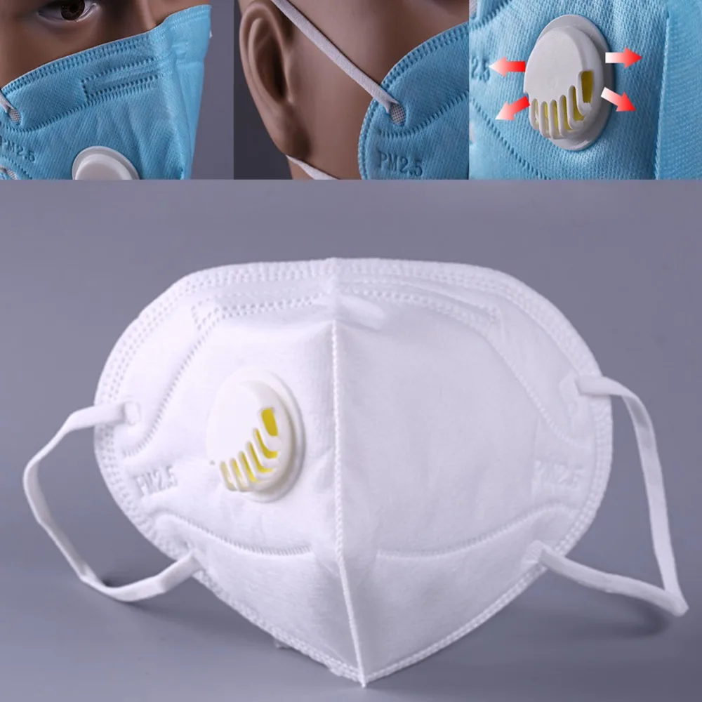 

5PCs Anti-haze Mouth Masks With Valve Washable Replaceable Filter Activated Carbon Folding Dust Mask Safety Mask