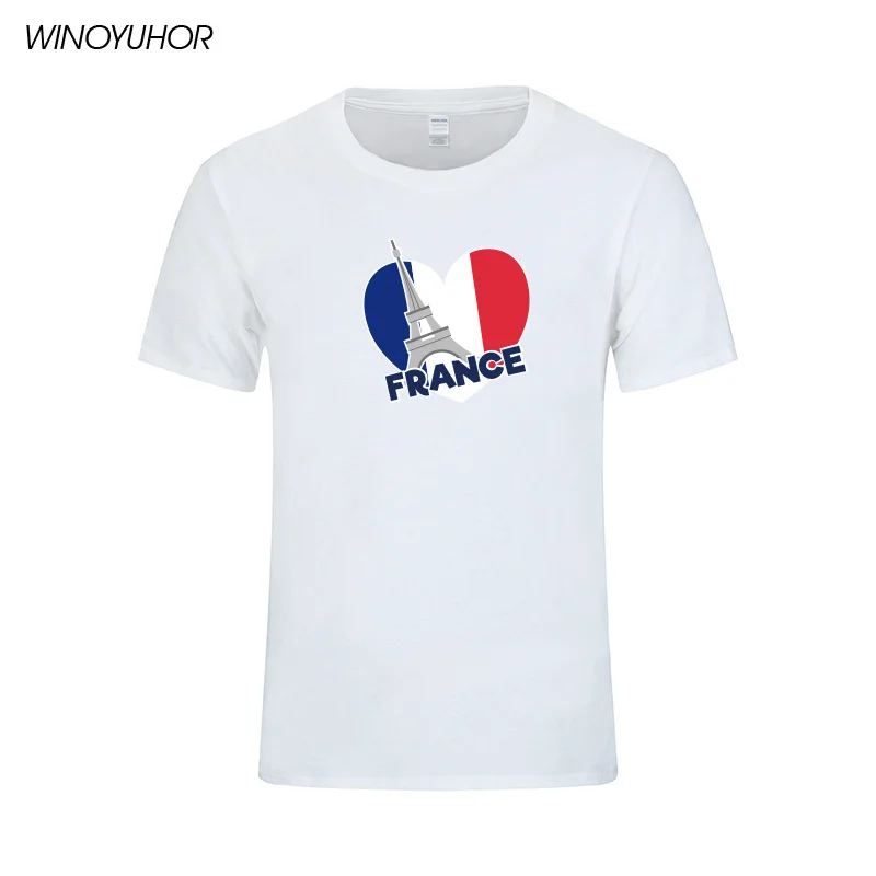 

Love France Flag T-shirt Men Summer New Short Sleeve T Shirt Cotton Funny Eiffel Tower Tops Teen Brand Clothing Homme
