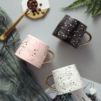 

350ML Ceramic Coffee Mug Milk Cup Lemon Cup Home Drinkware Starry Sky Pattern Teacup Simple and Creative Mugs Unique Gift