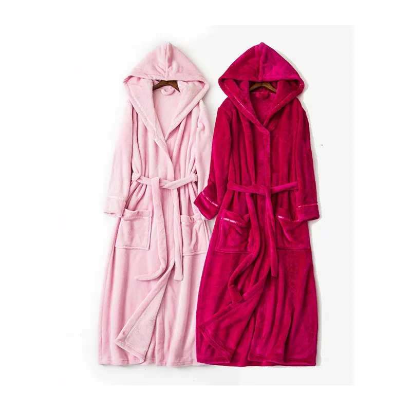 2018 Autumn Winter Women Brand Bathrobe Girl's Flannel Robes Female