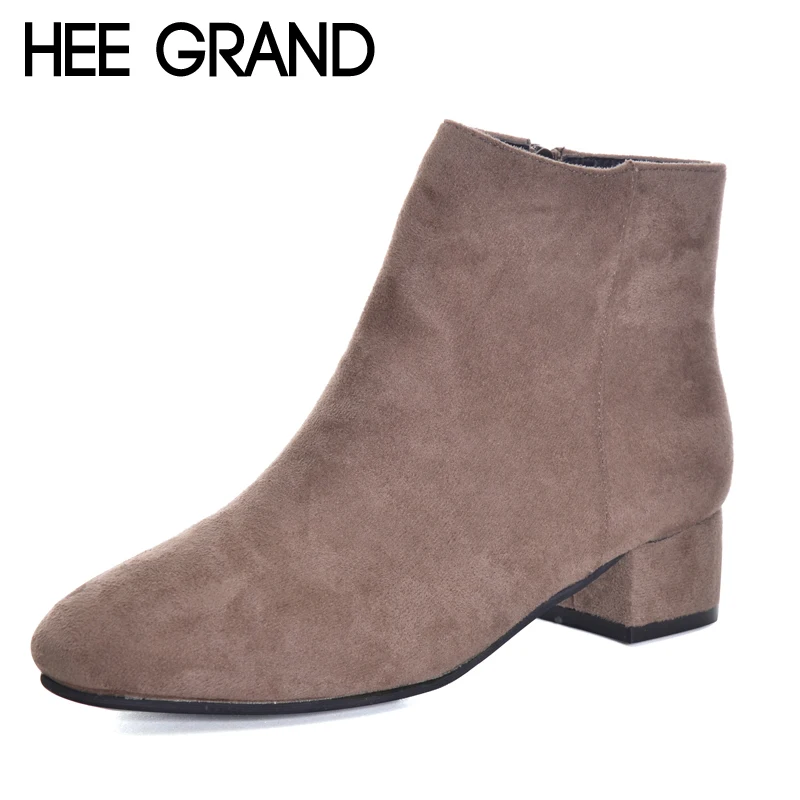 

HEE GRAND Women's Shoes Ankle Boots Fashion High Heel Boots Zipper with Flock Autumn Shoes for Woman XWX5950