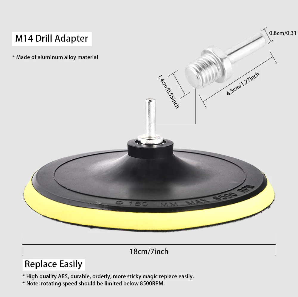 7 дюймов полировальными колодками губку и установите шерстяной полировка воском полировальные накладки Наборы с M14 Дрель адаптер 5/6/7 дюймов