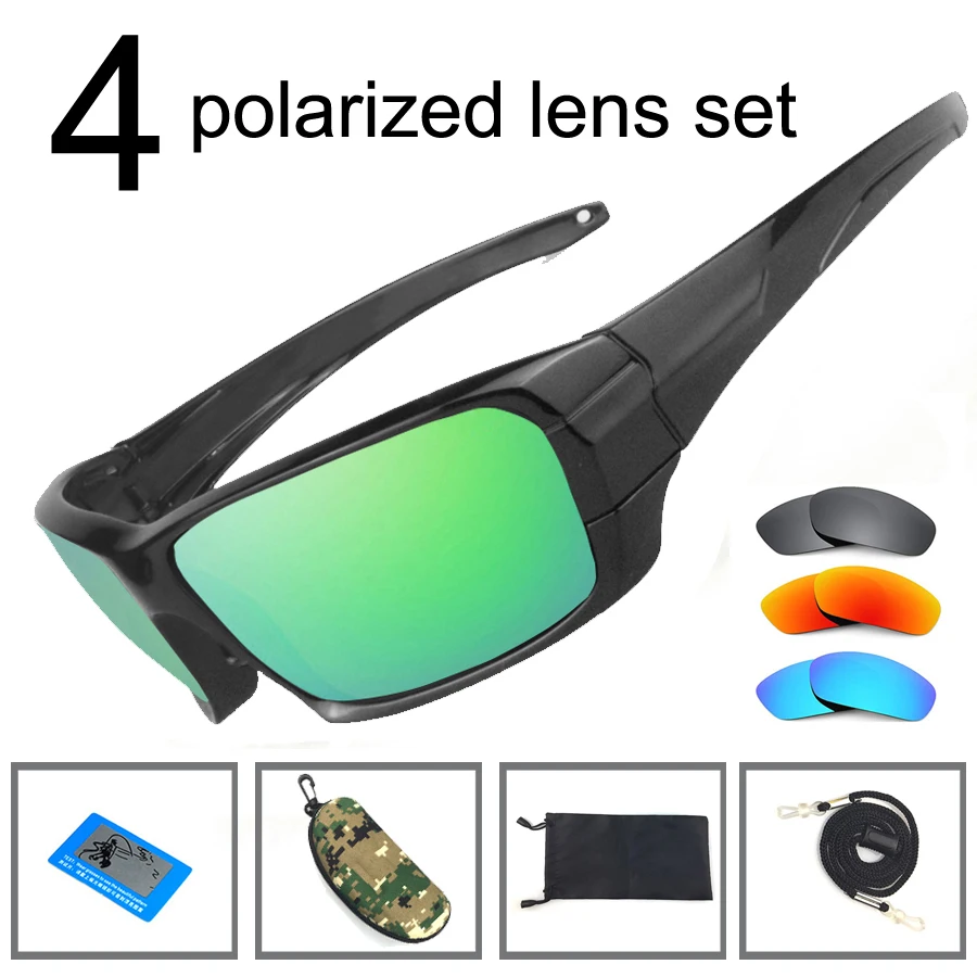 NEWBOLER Fishing Sunglasses 4 Polarized UV lens Camouflage Frame Men Women Sport Sun Glasses Camping Driving Clip Eyewear