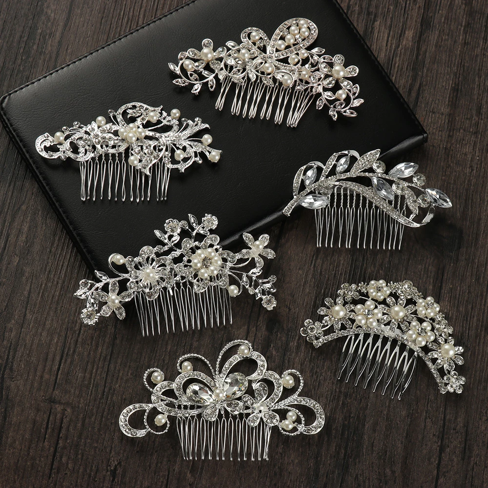 New Bridesmaid Bridal Hair Comb Crystal Hair Ornaments Clip Women Leaf  Pearl Hairpins Headpiece Wedding Jewelry Hair Accessories - Hair Claw -  AliExpress