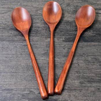 

Long Spoon Wood Handle 23.5*4.3cm Dinner Soup Spoons Customzied Logo 20pcs/lot