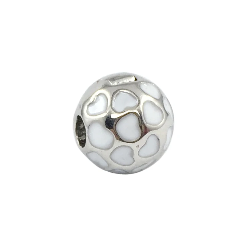 

Heart with White Enamel Clip Charm Stopped European Beads Fit Pandora Charms Bracelets&Bangles Necklace B00358