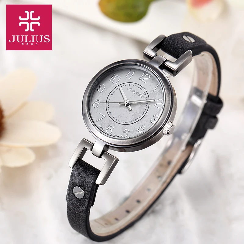 

Lady Women's Watch Japan Quartz Hours Retro Fashion Antique Style Dress Bracelet Band Soft Leather Girl Birthday Gift Julius
