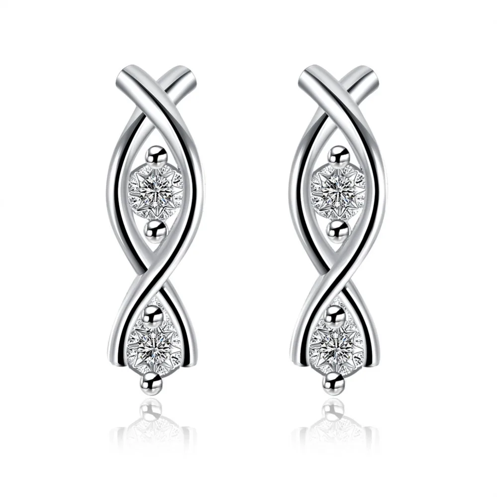 

925sterling silver bring long number eight link round purple crystal stone bangle earring for women fine fashion trendy jewerly
