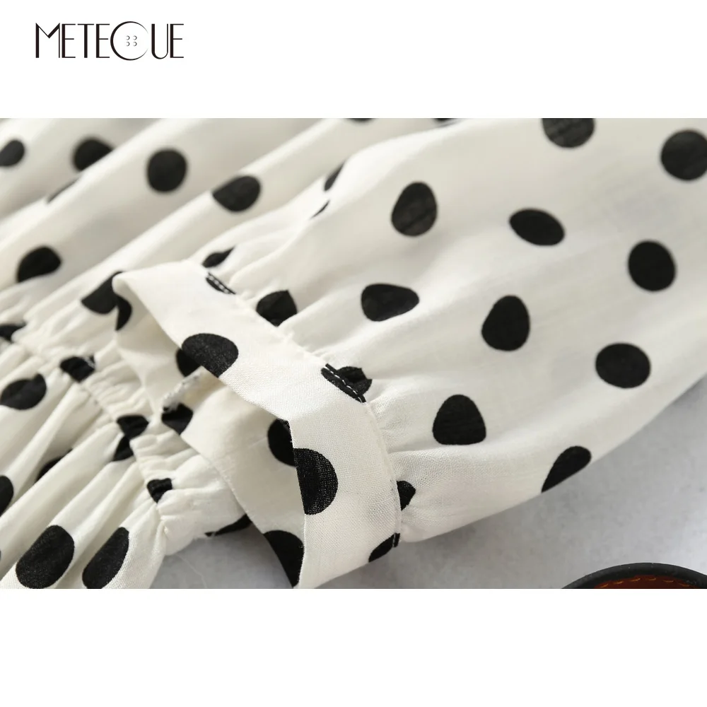 Vintage Polka Dot V Neck Half Sleeve High Elastic Waist Midi Dress Retro Cotton Linen Blends Dresses Women Summer Dress 2018