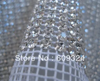 

Free shipping 1 Yard 24 Rows Diamond Mesh 4mm clear Rhinestone Ribbon Crystal mesh Trim for wedding decoration