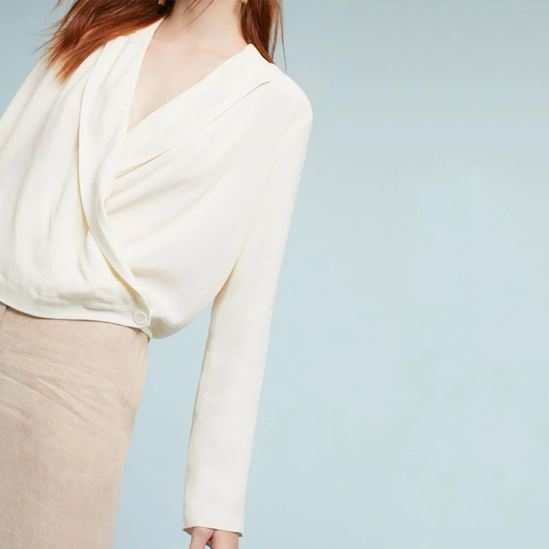 HYH HAOYIHUI 2018 Autumn OL Lady Solid White  Women V-Neck Long Sleeve Casual Female  Loose Elegant Coat Sexy Lady Blazers