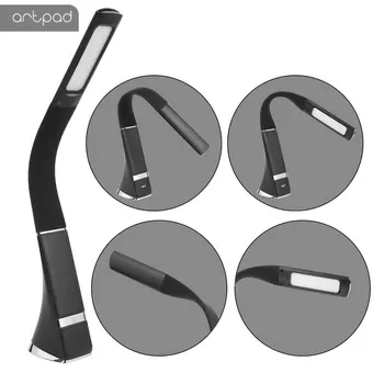 

ArtPad Modern LED Desk Table Lamps Flexible Gooseneck Touch Dimmer USB Rechargeable Battery Powered Desktop Lamp White