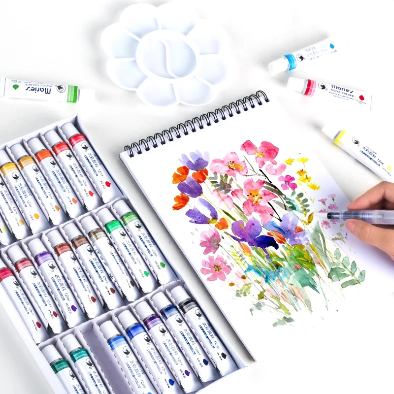 

Marley watercolor paint 12 color 18 color 24 color watercolor paint pigments watercolor paint set 12ml tube art hand-painted ske