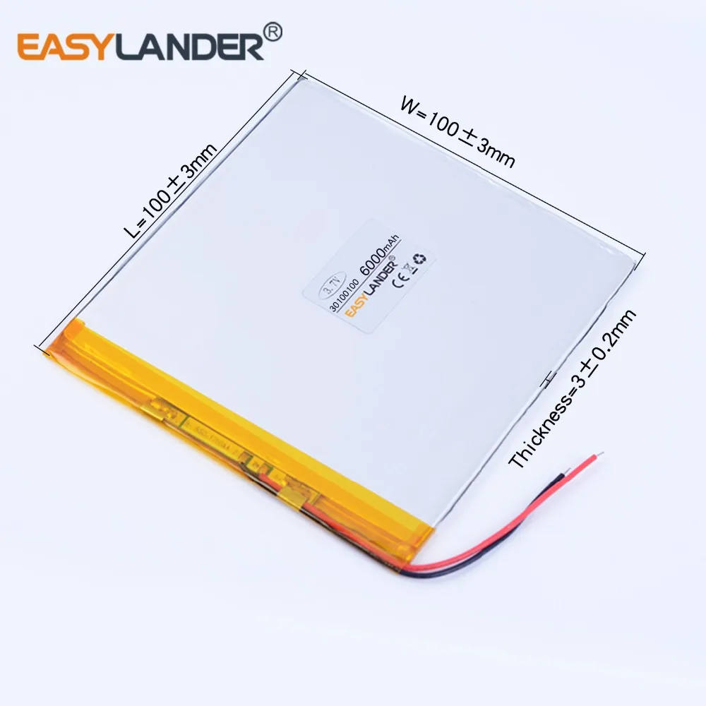 CE + Rohs 32100100 3 7 V 6000mAh литий полимерный аккумулятор Fr COLORbook tr 801 texet TM 7858 lrbis TZ 82 дюймов 8