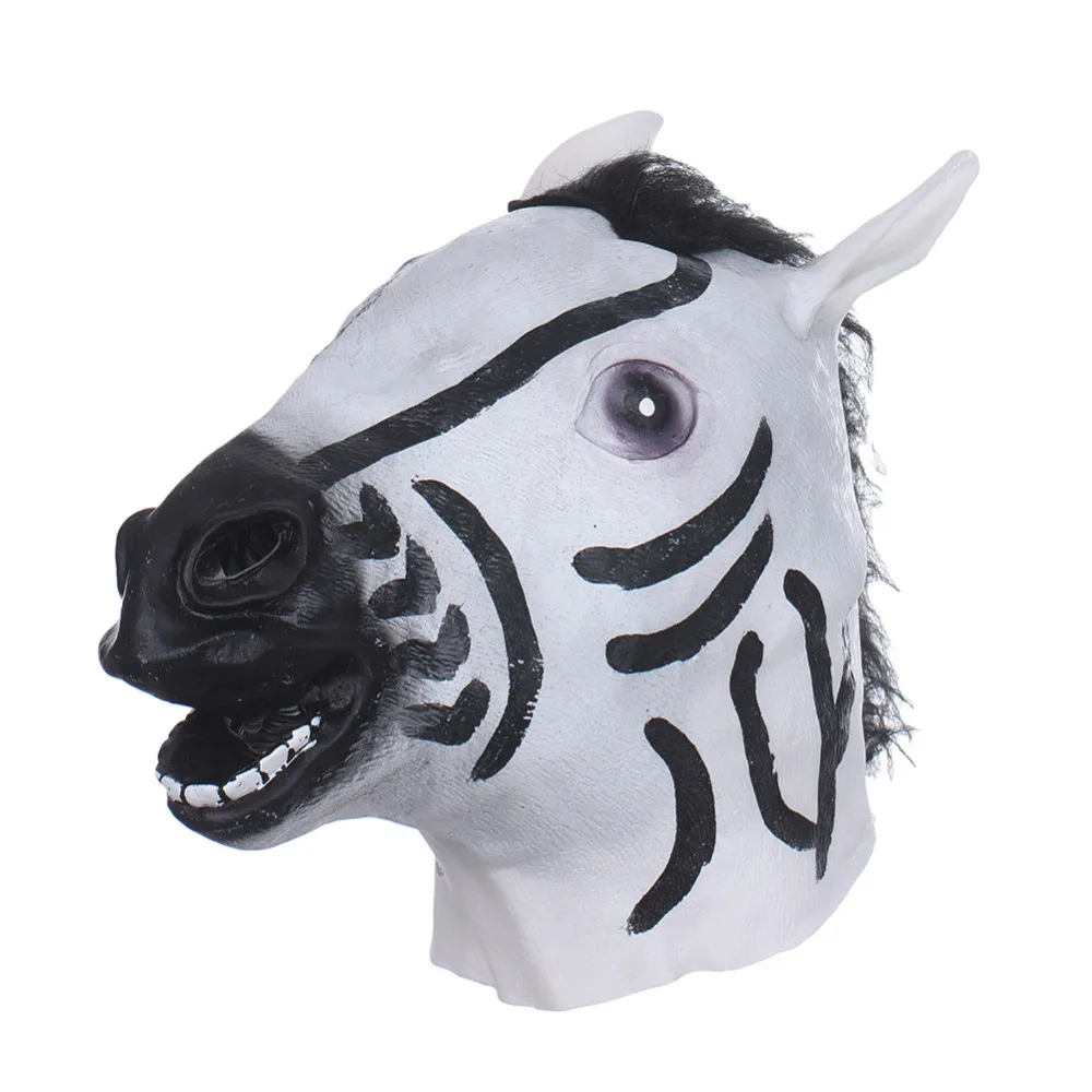 Halloween Animal Head Mask Vinyl Zebra Mask Interesting funny party