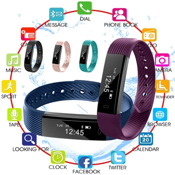 

TOP Smart Bracelet Step Counter Fitness SmartBand Alarm Clock Vibration Wristband pk ID107 fit bit miband2 Watch Heart pk S5 Y5