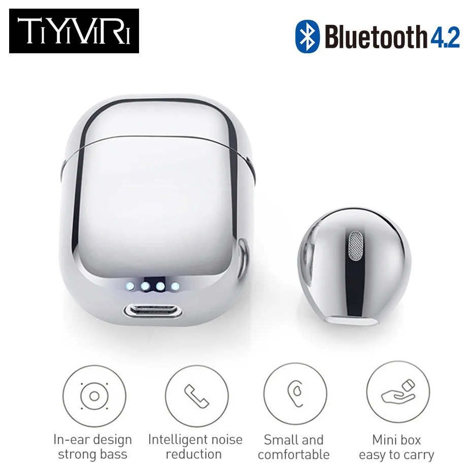 

Mini Bluetooth Earphone Wireless Headset Sports Music Earbuds Bluetooth V4.2 Noise Canceling with Mic for Iphone Xiaomi Samsung
