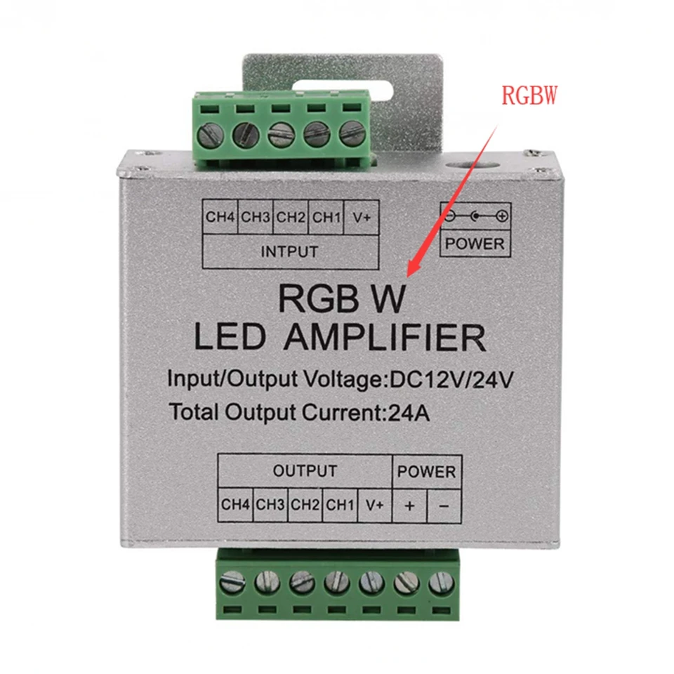 RGB усилитель RGBW, DC12-24V 24A 4 канала выходной цепи алюминиевый корпус Светодиодная лента контроллер ретранслятор сигнала