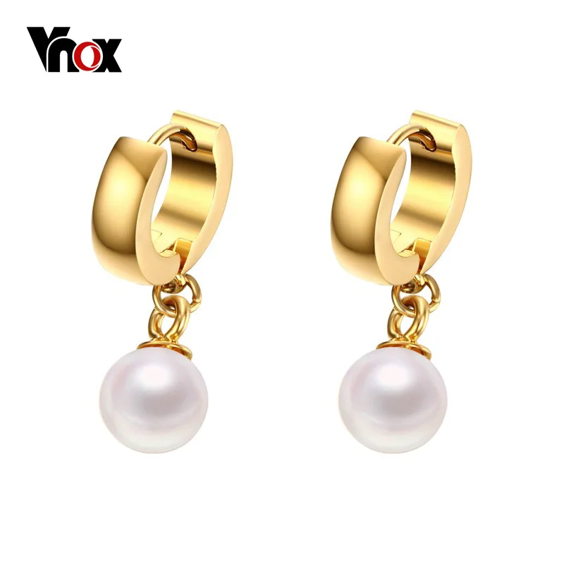 

VNOX Women's Stud Earrings Gold-color Stainless Steel Earrings Jewelry Fashion Simulated Earrings for Girl