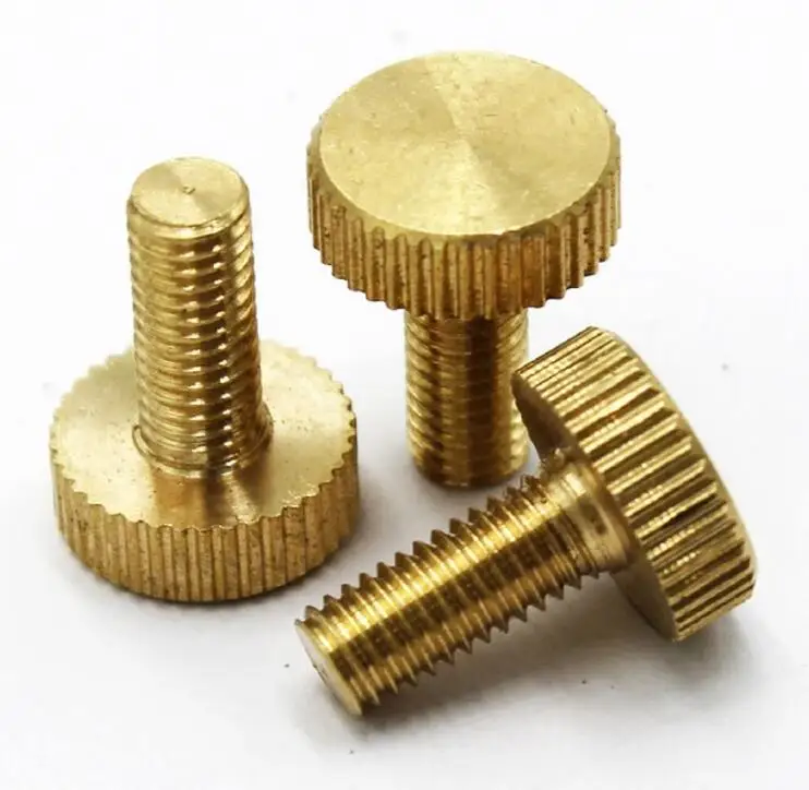 5Pcs M6 x 12mm Brass Handle twist knurled Screws Flat Heads Copper