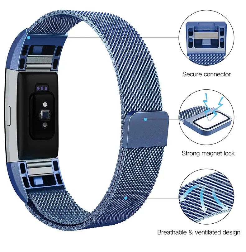 Магнитный с миланским плетением ремешок из нержавеющей стали для запасcharge 2 запасной браслет ремешок для Fitbit Charge 3 умный ремешок для часов