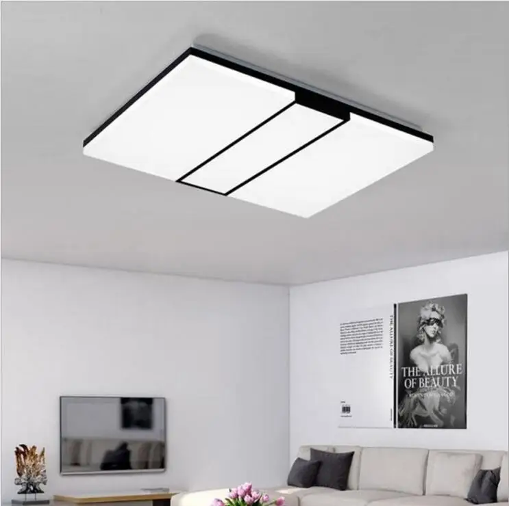 

LED Ceiling Lamps Living Room Light Rectangular Simple Modern Acrylic Lamps Superbook Iron Remote Control Bedroom Lighting led