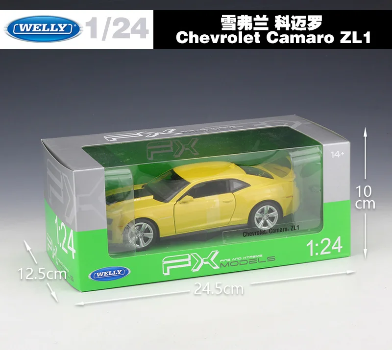 Металлическая Модель автомобиля WELLY 1:24 для Chevrolet Camaro ZL1 литые игрушечные машины