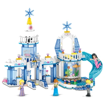 

344pcs 2 In 1 Snow Queen Dream Princess Anna Elsa Ice Castle Building Blocks Bricks Compatible With Lepining Friends